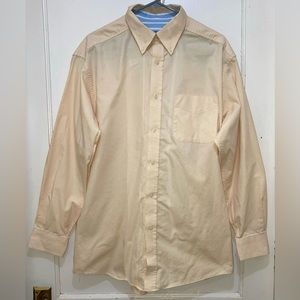 Talbots Men's Shirt Button Down‎ Size L Yellow Long Sleeve Chest Pocket Business